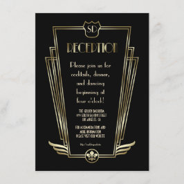 Convite Recepção de Casamento com Monograma Art Déco Royal