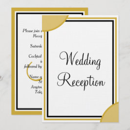 Convite Recepção de Casamento com Monograma Dourado Branco