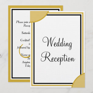Convite Recepção de Casamento com Monograma Dourado Branco