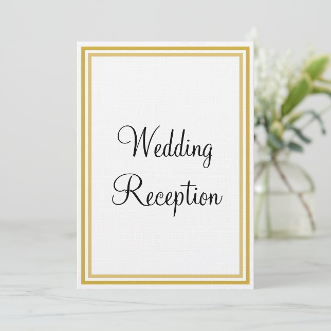 Convite Recepção de Casamento com Monograma Dourado Branco (Em pé/Frente)