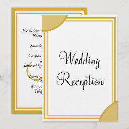Convite Recepção de Casamento com Monograma Dourado Branco
