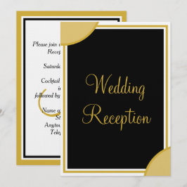 Convite Recepção de Casamento com Monograma Preto Dourado