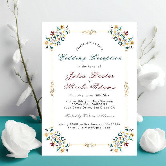 Convite Recepção de Casamento com Motivo Clássico de Geome (Criador carregado)