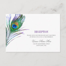 Convite Recepção de Casamento com Pena de Pavão em Aquarel