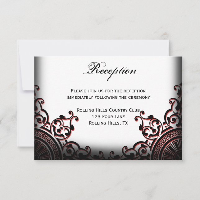 Convite Recepção de Casamento com Pergaminho Gótico Preto  (Frente)