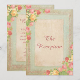Convite Recepção de Casamento com Rosas Vintage Elegantes