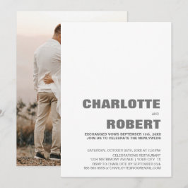 Convite Recepção de Casamento com Texto Cinza Moderno
