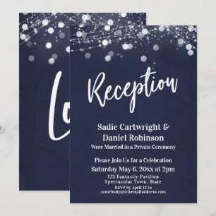 Convite Recepção de Casamento com Textura Navy e Luzes Som