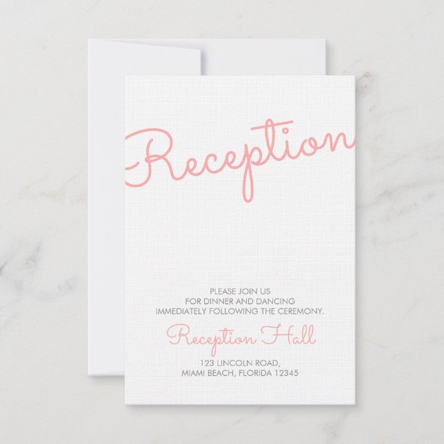 Convite Recepção de Casamento com Tipografia Moderna Rosa (Frente)
