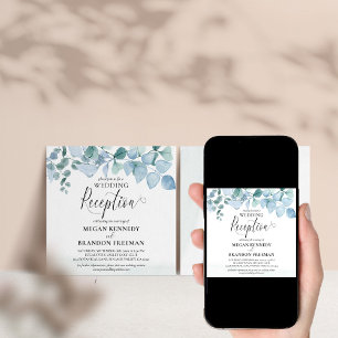 Convite Recepção de Casamento com Vegetação de Eucalipto E