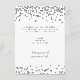Convite Recepção de Casamento Confetes Prateados Brancos