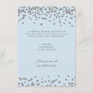 Convite Recepção de Casamento Confetes Prateados Brilho Az