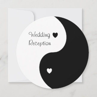 Convite Recepção de Casamento Corações Preto e Branco Yin