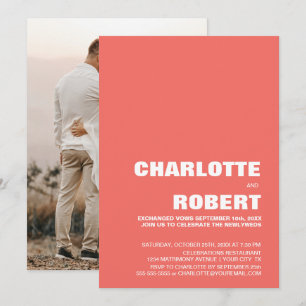 Convite Recepção de Casamento Coral Moderna