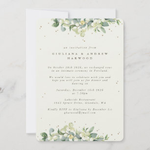 Convite Recepção de Casamento Creme Snowberry + Eucalipto