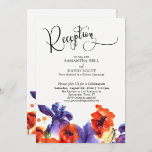 Convite Recepção de casamento de Aquarela Floral Vermelha