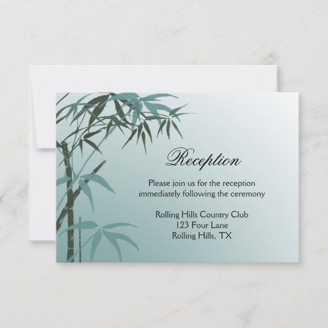 Convite Recepção de casamento de Bambu Natural com Gradien (Frente)