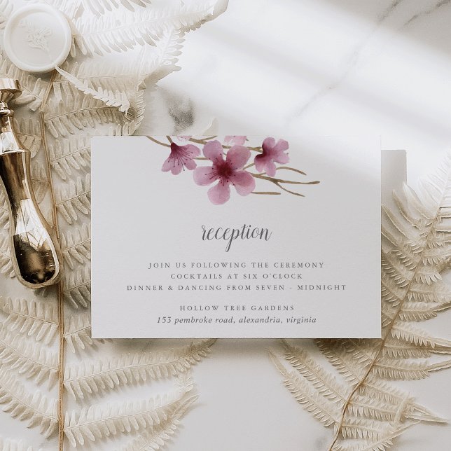 Convite Recepção de casamento de Cherry Blossoms de Aquare (Criador carregado)