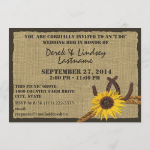 Convite Recepção de casamento de CHURRASCO de girassol e f