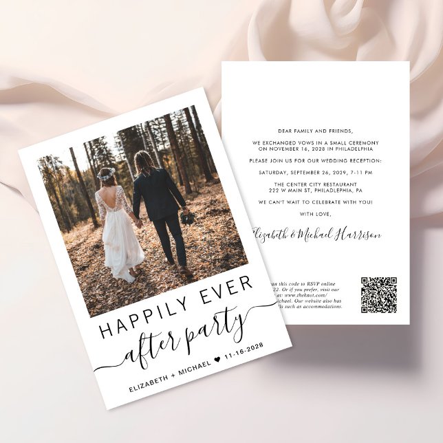 Convite Recepção de casamento de Código QR All-In-One Phot (Upload you photo and input your wedding website address to create a QR code)