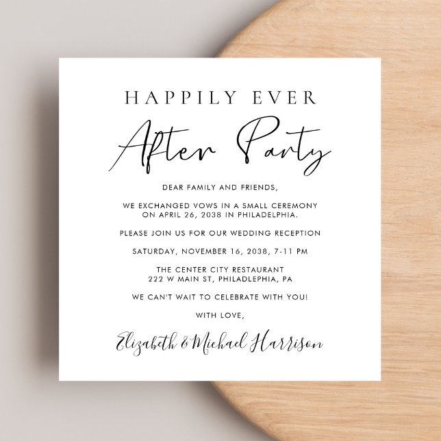 Convite Recepção de casamento de Código QR do Script Chic (A chic Happily Ever After Party Invitation to set the tone for an unforgettable event)