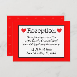 Convite Recepção de casamento de Corações Vermelhos - Pret