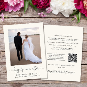 Convite Recepção de casamento de Creme de Código QR de Fot