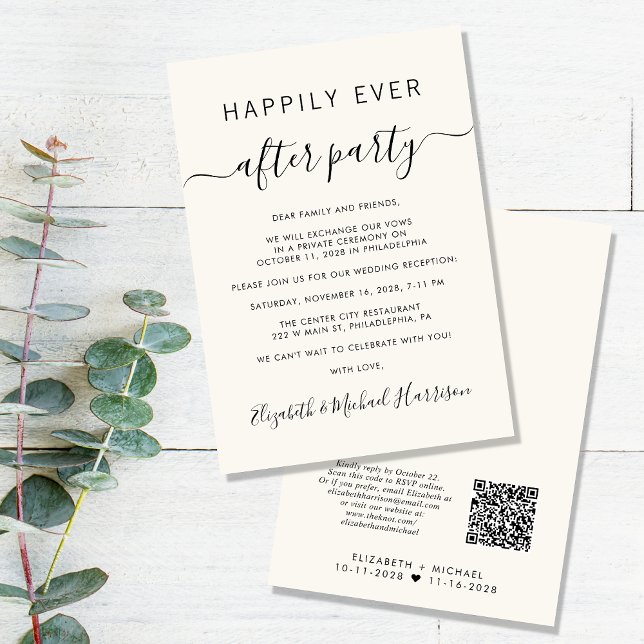 Convite Recepção de casamento de Creme de Código QR para S (Criador carregado)
