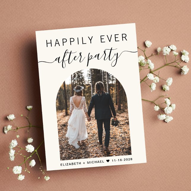 Convite Recepção de casamento de Creme de Foto em Arco Mod (Criador carregado)