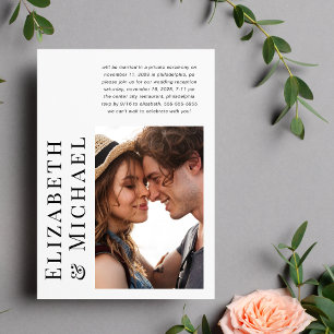 Convite Recepção de Casamento de Elopamento com Foto Moder