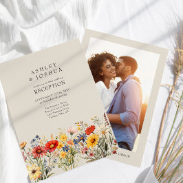 Convite Recepção de casamento de Foto Floral Rustic Wildfl