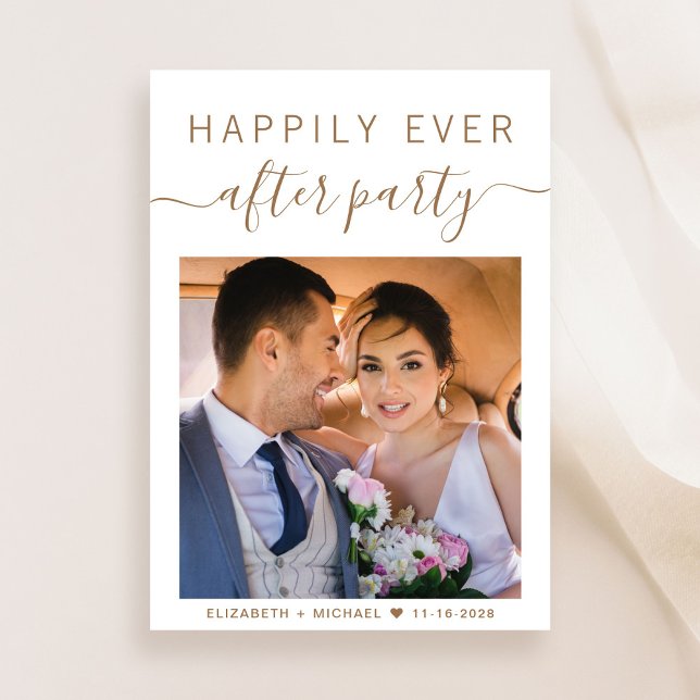 Convite Recepção de casamento de Fotografias de Script Dou (An chic Happily Ever After Party Invitation to set the tone for an unforgettable event)