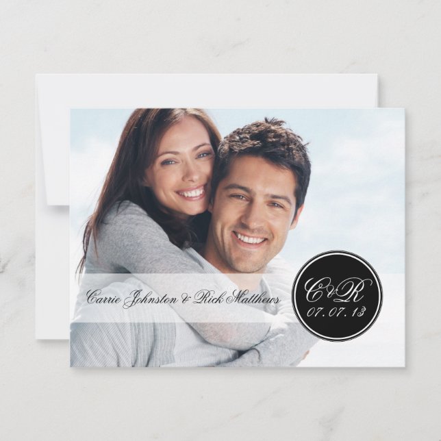 Convite Recepção de casamento de Fotos Simples de Monogram (Frente)