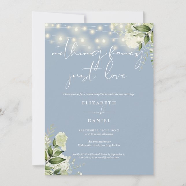 Convite Recepção de Casamento de Fuga Azul com Verdejante (Frente)