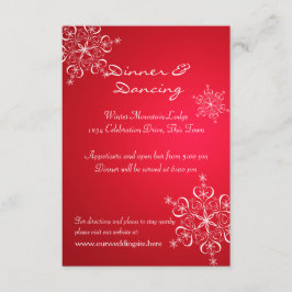 Convite Recepção de Casamento de Inverno Snowflake Vermelh