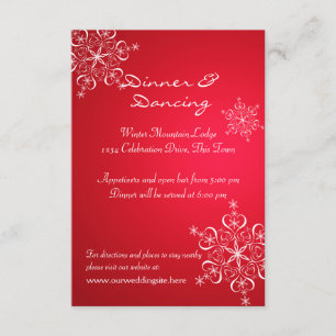 Convite Recepção de Casamento de Inverno Snowflake Vermelh