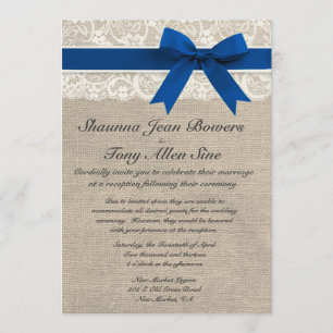 Convite Recepção de casamento de Ivory Lace Royal Blue B