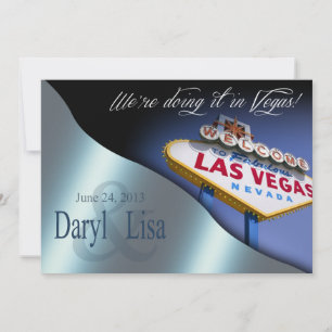 Convite Recepção de casamento de Las Vegas - azul metál