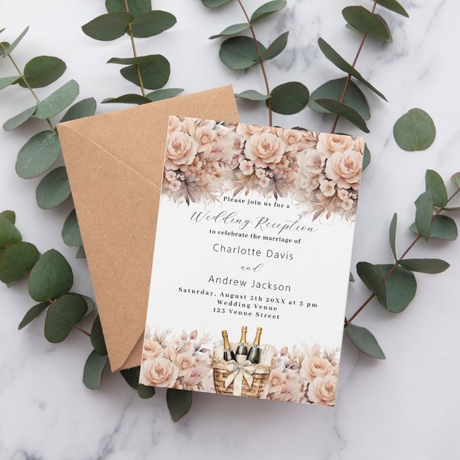 Convite Recepção de casamento de luxo do cabaz de rosas (Criador carregado)