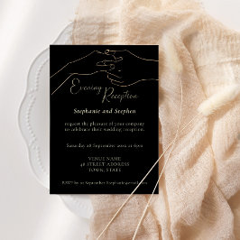 Convite Recepção de Casamento de mãos dadas dourado preto