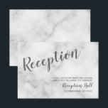 Convite Recepção de Casamento de Mármore Branco Elegante e<br><div class="desc">Conjunto de Convite de Casamento de Mármore Branco Elegante e Sofisticado: Cartão de Recepção de Casamento

com título em fonte de letra manuscrita moderna cinza com detalhes em fonte sans serif moderna cinza em fundo de mármore branco.</div>