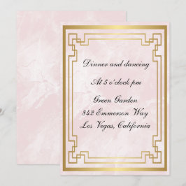 Convite Recepção de casamento de mármore rosa com quadro g