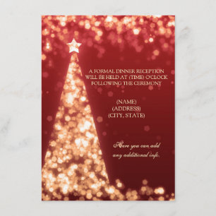 Convite Recepção de Casamento de Natal com Dourado e Verme
