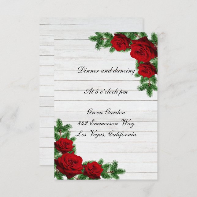 Convite Recepção de casamento de Natal do Rosa vermelha Pi (Frente/Verso)