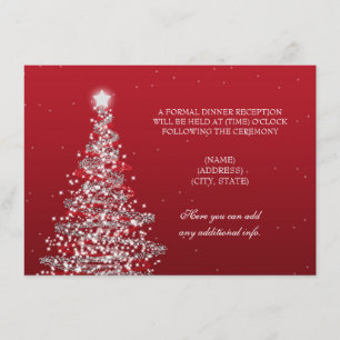 Convite Recepção de Casamento de Natal Vermelho Prata
