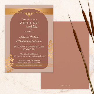 Convite Recepção de Casamento de Outono com Terra Cota Cob