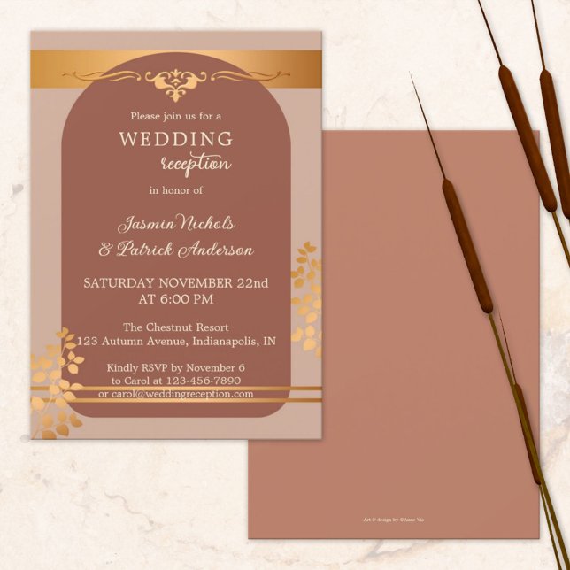 Convite Recepção de Casamento de Outono com Terra Cota Cob (Criador carregado)