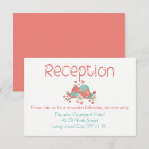 Convite Recepção de Casamento de Papagaios Rosado e Azul -