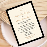 Convite Recepção de casamento de Posta orçamentária barata<br><div class="desc">Estes adoráveis,  mas baratos,  convites para recepções de casamento postas apresentam um fundo creme,  borrado em preto. Os seus monogramas,  nomes e detalhes do rsvp aparecem em cobre com o saldo dos detalhes do convite em preto. Esta design é sobre elegância clássica simples a um preço barato. Direitos autorais</div>