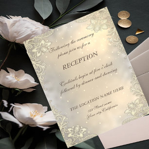 Convite Recepção de casamento de renda corações de ouro el